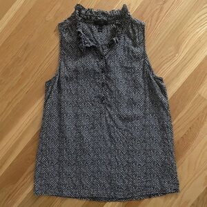 J. Crew Black and White Herringbone Sleeveless Blouse